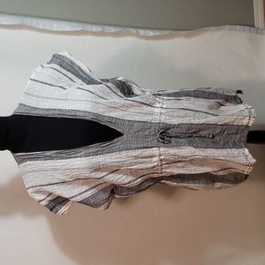 PRANA Marina Bay Tunic Grey & White Striped Coverup Size Small